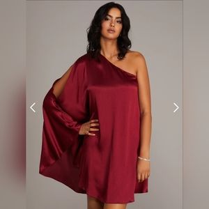 One shoulder crepe dress